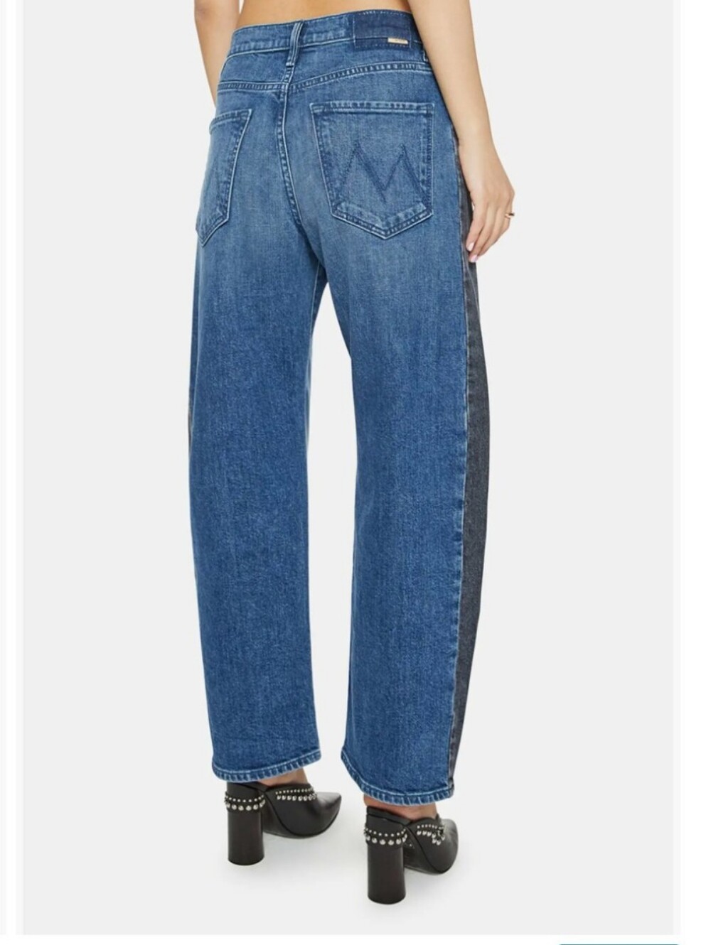 MOTHER Denim Lil Half Pipe Blue and Black Barrel Leg Jeans